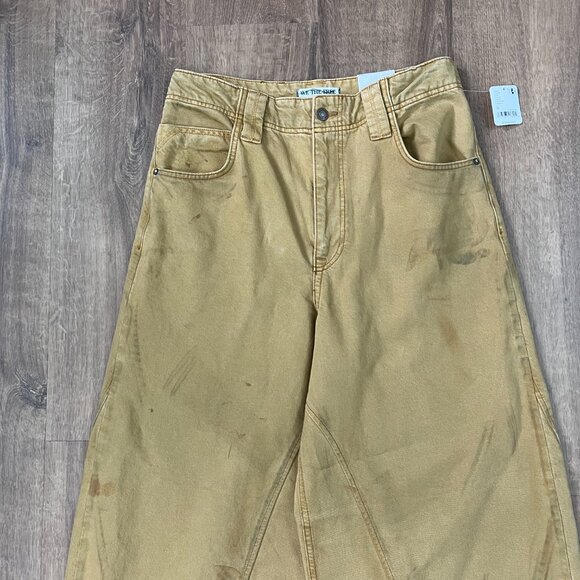 NEW Free People We The Free Chill Vibes Dropped Wide Leg Mustard Scout Jeans 28 - Picture 15 of 15